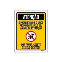 Placa Sinalização - Por Favor Colete Dejetos De Cão 27X35