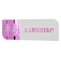 Placa sinalização porta 100% acrílico banheiro 30x10cm