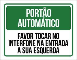 Placa Sinalização - Portão Automático Tocar Inferfone 18X23