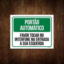 Placa Sinalização - Portão Automático Tocar Inferfone 36X46