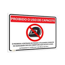 Placa Sinalização Proibida Entrada C/ Capacete Aviso 25x18cm