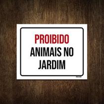 Placa Sinalização Proibido Animais No Jardim 18X23