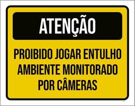 Placa Sinalização - Proibido Jogar Entulho Amarela 27X35