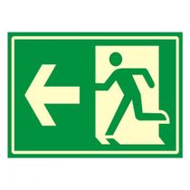 Placa Sinalizacao Pvc 20X30 ''Saida Seta Esquerda Fluorescente'' 250Bf