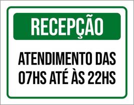 Placa Sinalização Recepção Horário Atendimento 27X35