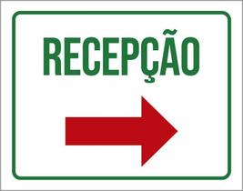 Placa Sinalização - Recepção Seta Direita Vermelha 36X46