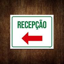 Placa Sinalização - Recepção Seta Esquerda Vermelha 27X35