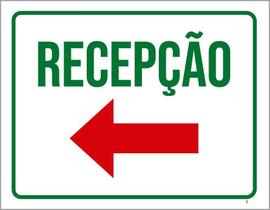 Placa Sinalização - Recepção Seta Esquerda Vermelha 27X35