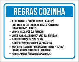 Placa Sinalização - Regras Cozinha Ml3832 18X23