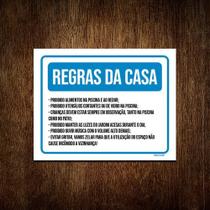 Placa Sinalização - Regras Da Casa Azul Piscina 36x46 - Sinalizo