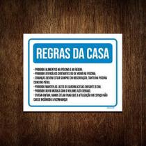 Placa Sinalização - Regras Da Casa ul Piscina 36X46 - Sinalizo.Com
