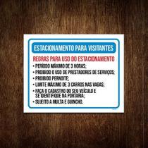 Placa Sinalização - Regras Estacionamento Visitantes 36X46