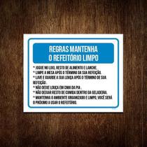 Placa Sinalização - Regras Mantenha Refeitório Limpo 36X46