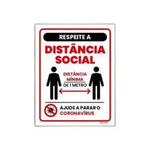 Placa Sinalização Respeite Distância Social Mínima 36X46