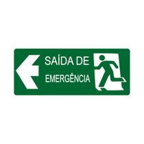 Placa Sinalização Saída Emergência Esquerda Escola 30x13 cm