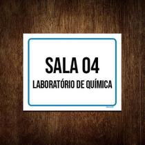 Placa Sinalização Sala 4 Laboratório De Química 18x23cm 10un