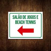 Placa Sinalização - Salão De Jogos E Beach Tennis 18X23