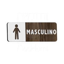 Placa Sinalização Sanitário Empresa Madeira Masculino Porta - Madelumi