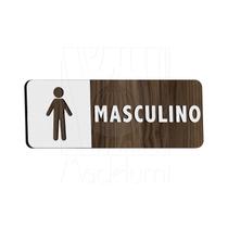 Placa Sinalização Sanitário Empresa Madeira Masculino Porta