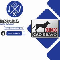 Placa Sinalização Segurança - Cuidado Cão Bravo Placa Sinalização Segurança - Cuidado Cão Bravo