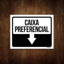 Placa Sinalização - Seta Caixa Preferêncial 18X23