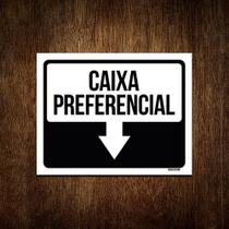 Placa Sinalização - Seta Caixa Preferêncial 36x46