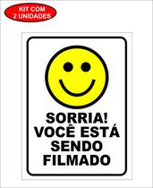 Placa Sinalização Sorria Você Está Sendo Filmado 20x15cm Placa Sinalização Sorria Você Está Sendo Filmado 20x15cm