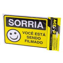 Placa Sinalização Sorria Você Está Sendo Filmado 20x15cm Placa Sinalização Sorria Você Está Sendo Filmado 20x15cm