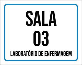 Placa Sinalização ul Sala 3 Laboratório Enfermagem 18X23