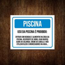 Placa Sinalização - Uso Da Piscina Regras Condomínio 27x35