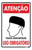 Placa Sinalização Uso Obrigatório De Touca 20x30cm Placa Sinalização Uso Obrigatório De Touca 20x30cm