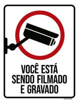 Placa Sinalização - Você Está Sendo Filmado Gravado 18X23