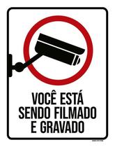 Placa Sinalização Você Está Sendo Monitorado E Gravado 27X35