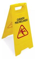 Placa Sinalizadora Cuidado Piso Molhado Cavalete Amarela
