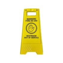 Placa sinalizadora tipo cavalete banheiro fora de uso