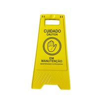 Placa sinalizadora tipo cavalete cuidado em manutenca