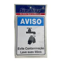 Placa Sinalize Evite Contaminação, Lave Suas Mãos 20x15cm Placa Sinalize Evite Contaminação, Lave Suas Mãos 20x15cm