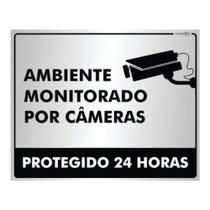 Placa Sistema De Alarme E Monitoramento em Alumínio de 25x20cm Placa Sistema De Alarme E Monitoramento em Alumínio de 25x20cm