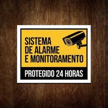 Placa Sistema De Alarme E Monitoramento Protegido (27X35)