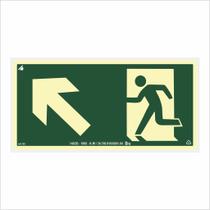 Placa Sobe Rampa Esquerda Fotoluminescente 24x12cm (Antichamas)