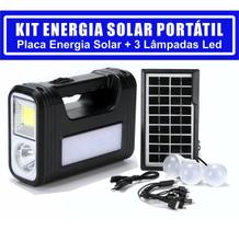 Placa Solar + 3 Lâmpadas Bulbo Led Lanterna Carrega Celular Iluminação Portátil Camping - Luatek