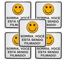 Placa Sorria Você Está Sendo Filmado - 15 Peças Placa Sorria Você Está Sendo Filmado - 15 Peças