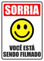 Placa Sorria Você está sendo filmado 18x25 cm Placa Sorria Você está sendo filmado 18x25 cm