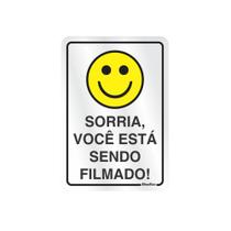 Placa Sorria Você Está Sendo Filmado 23x16cm Alumínio 150AI Sinalize Placa Sorria Você Está Sendo Filmado 23x16cm Alumínio 150AI Sinalize