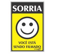 Placa - sorria voce esta sendo filmado - amarela / em ps 30 x 20cm emplac br