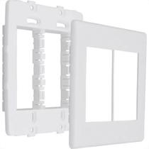 Placa Steck Linha Stella Branca 4X4 - 3 Modulos + 3 Modulos Horizontais Com Suporte 9072 Placa Steck Linha Stella Branca 4X4 - 3 Modulos + 3 Modulos Horizontais Com Suporte 9072