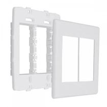 Placa Steck Linha Stella Branca 4X4 - 3 Modulos + 3 Modulos Horizontais Com Suporte 9072