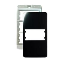 Placa + suporte 1 postos horizontais Preto Sleek Condulete - Margirius Placa + suporte 1 postos horizontais Preto Sleek Condulete - Margirius