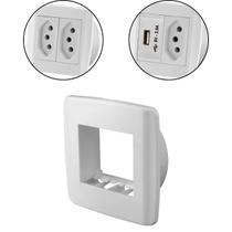 Placa Suporte Cor Branca Slim Moveis USB Tomada Interrupto