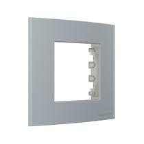 Placa + Suporte p/ Embutir Moveis 80x80 mm Cinza Sleek Placa + Suporte p/ Embutir Moveis 80x80 mm Cinza Sleek